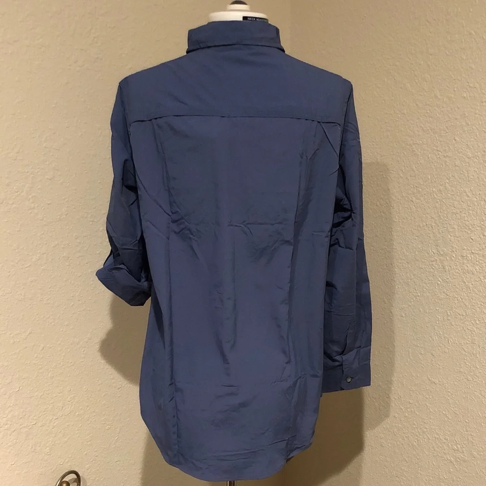 Eddie Bauer Mountain Ripstop Blue Button-Down Utility Shirt - Picture 13 of 16